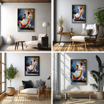 Colombian cumbia dancing couple - Wall Art - Colombian art (Estilo Afremov)